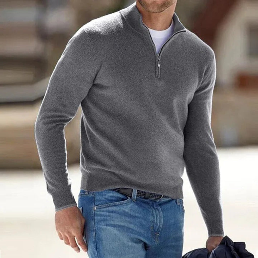 mens-casual-polyester-sweater-with-quarter-zip-and-stand-collar-3