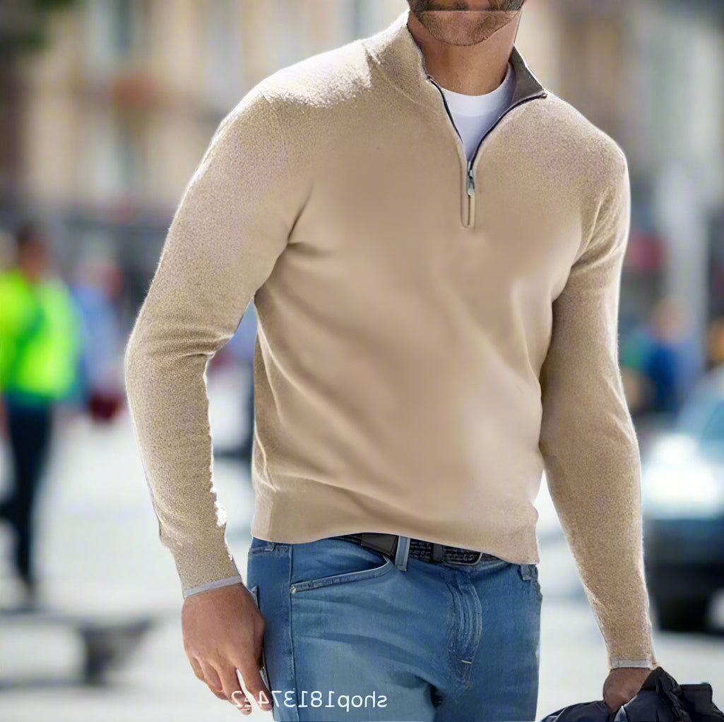 mens-casual-polyester-sweater-with-quarter-zip-and-stand-collar-8