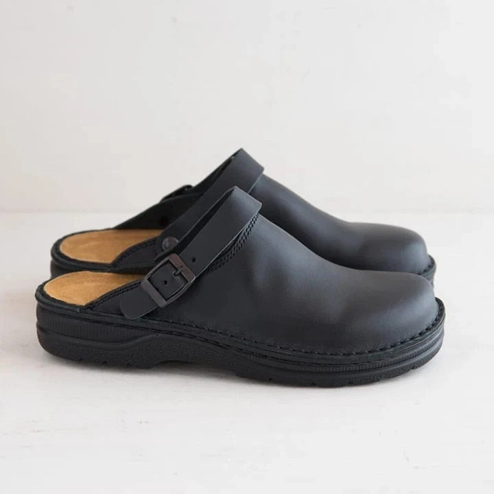 mens-faux-upper-clog-mules-with-buckle-strap-and-stitched-sole-2