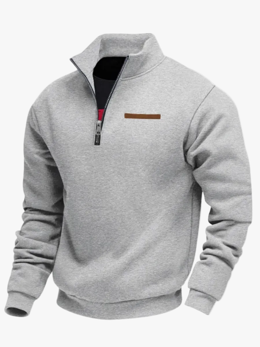 mens-fleece-pullover-sweater-with-quarter-zip-and-stand-collar-1
