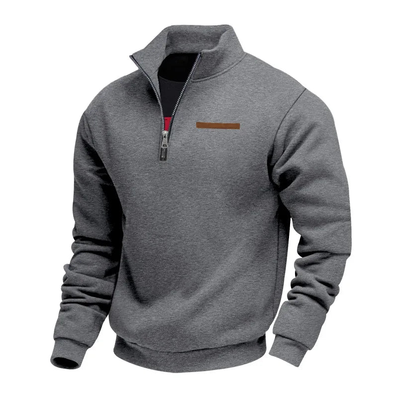mens-fleece-pullover-sweater-with-quarter-zip-and-stand-collar-9
