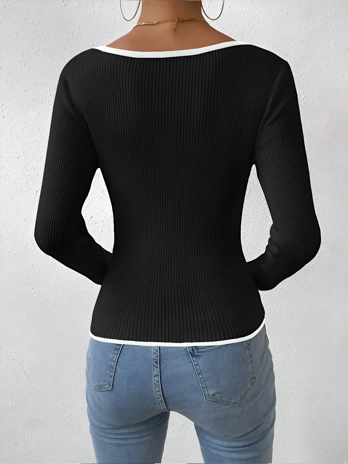 womens-ribbed-knit-sweater-with-v-neck-and-trim-4