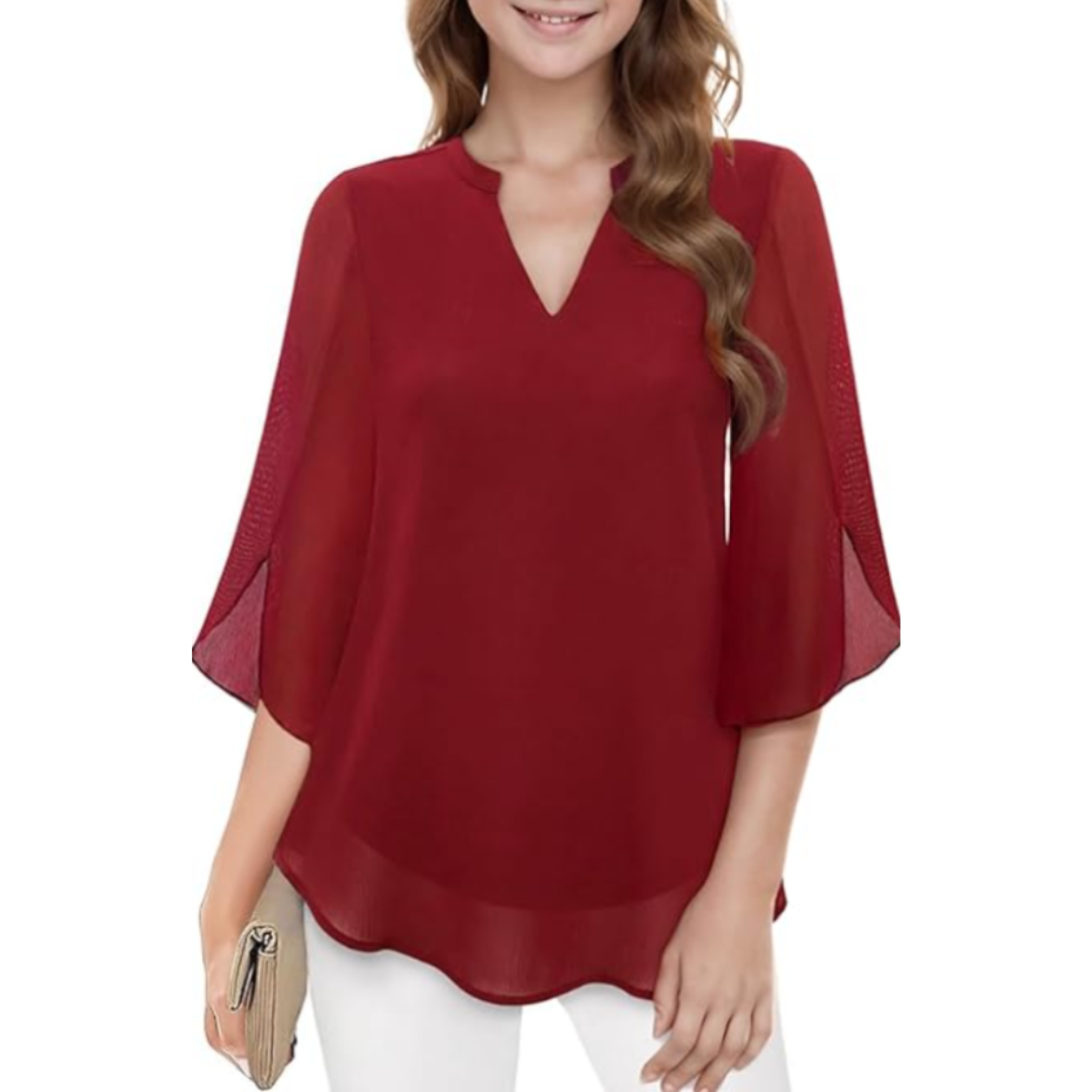 womens-woven-blouse-with-split-neck-and-slit-sleeves-3