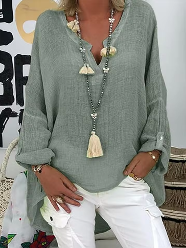 womens-woven-blouse-with-split-v-neck-and-roll-tab-sleeves-6