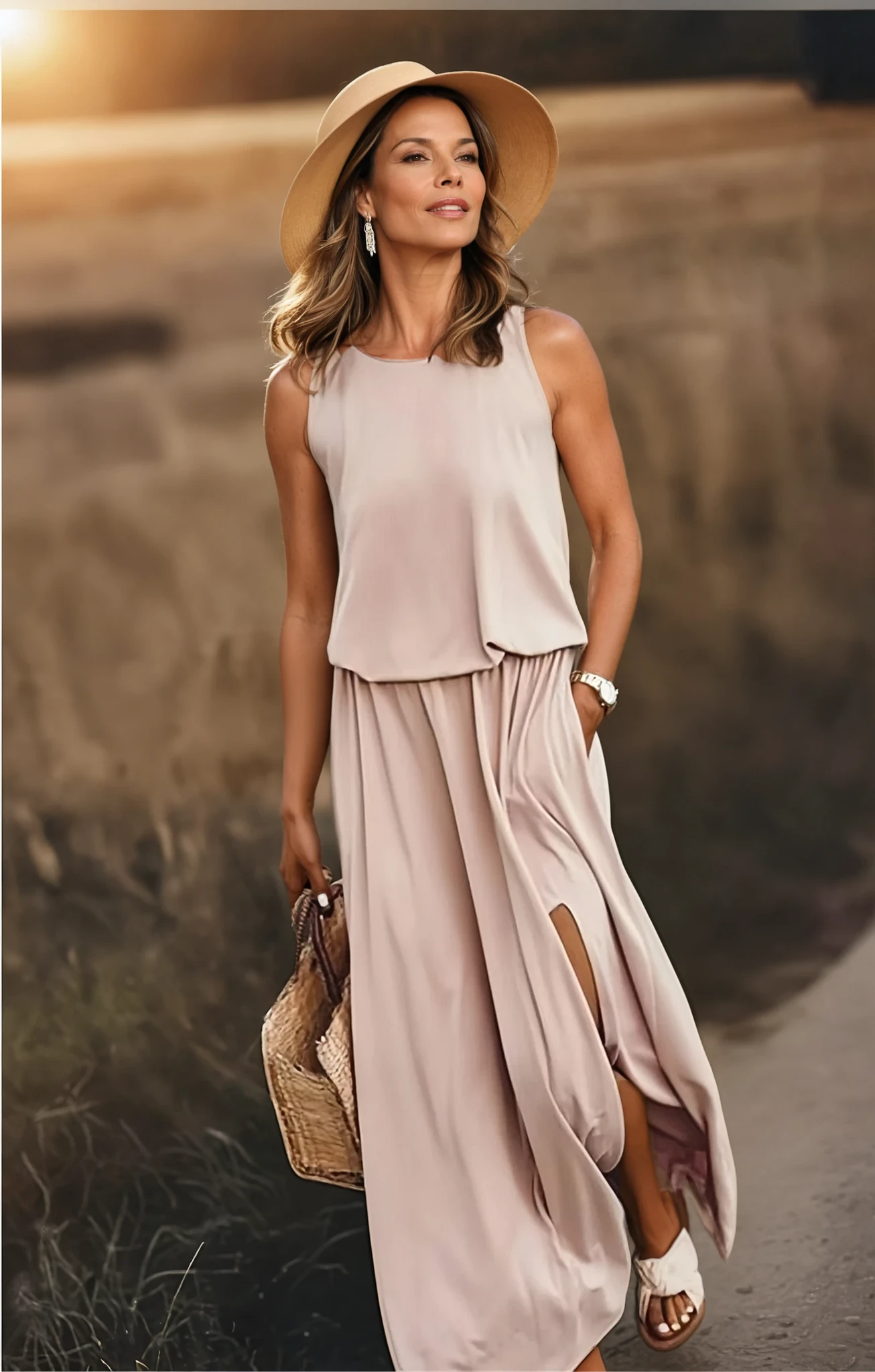 womens-woven-maxi-dress-with-overlay-top-and-side-slit-4