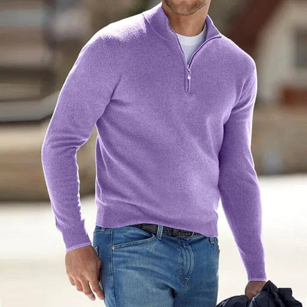 mens-casual-polyester-sweater-with-quarter-zip-and-stand-collar-2