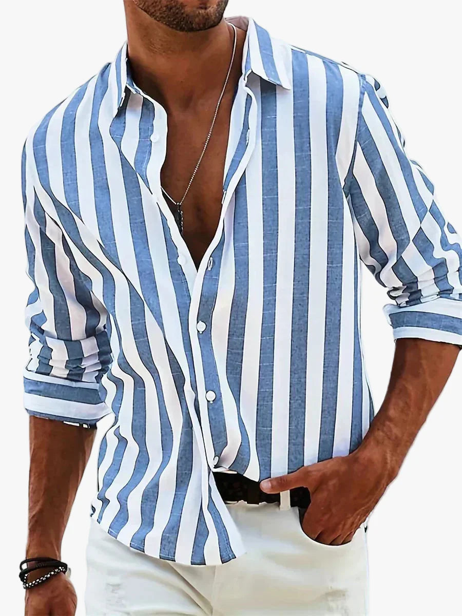 mens-casual-woven-shirt-with-vertical-stripes-and-button-cuffs-1