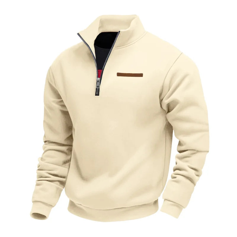 mens-fleece-pullover-sweater-with-quarter-zip-and-stand-collar-2