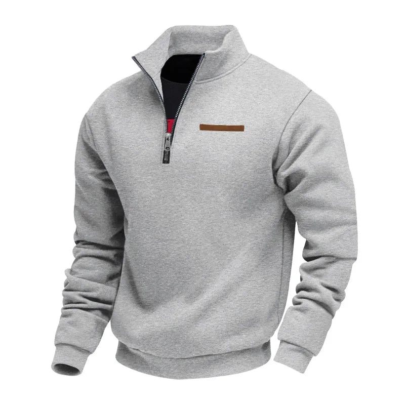 mens-fleece-pullover-sweater-with-quarter-zip-and-stand-collar-5