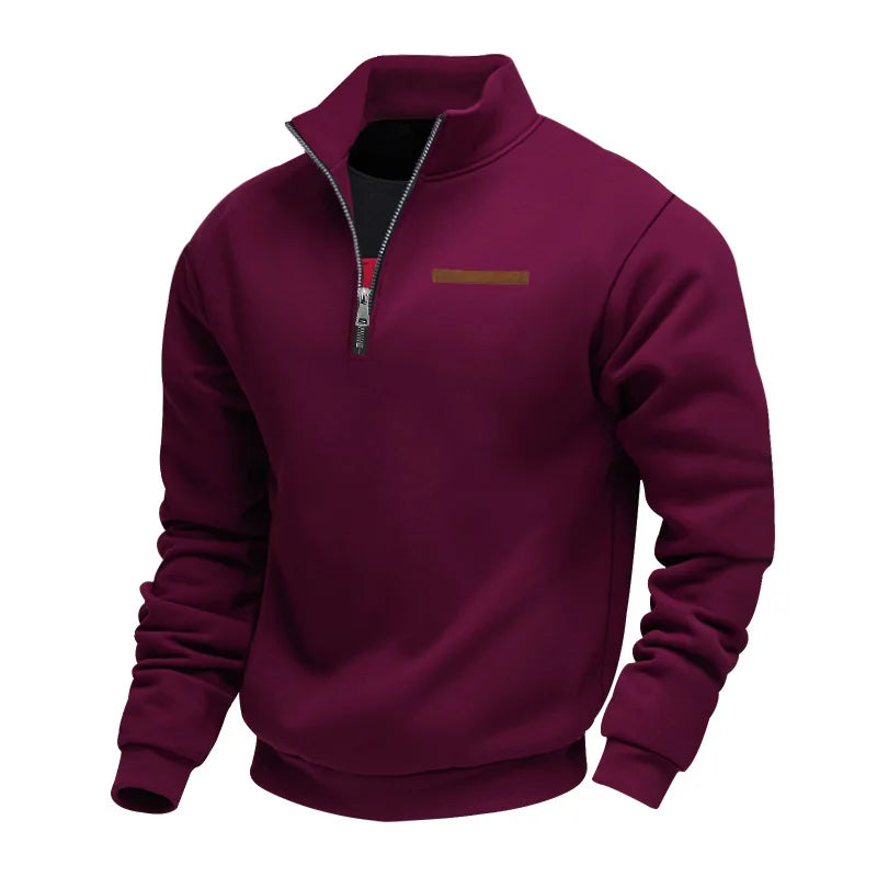 mens-fleece-pullover-sweater-with-quarter-zip-and-stand-collar-6