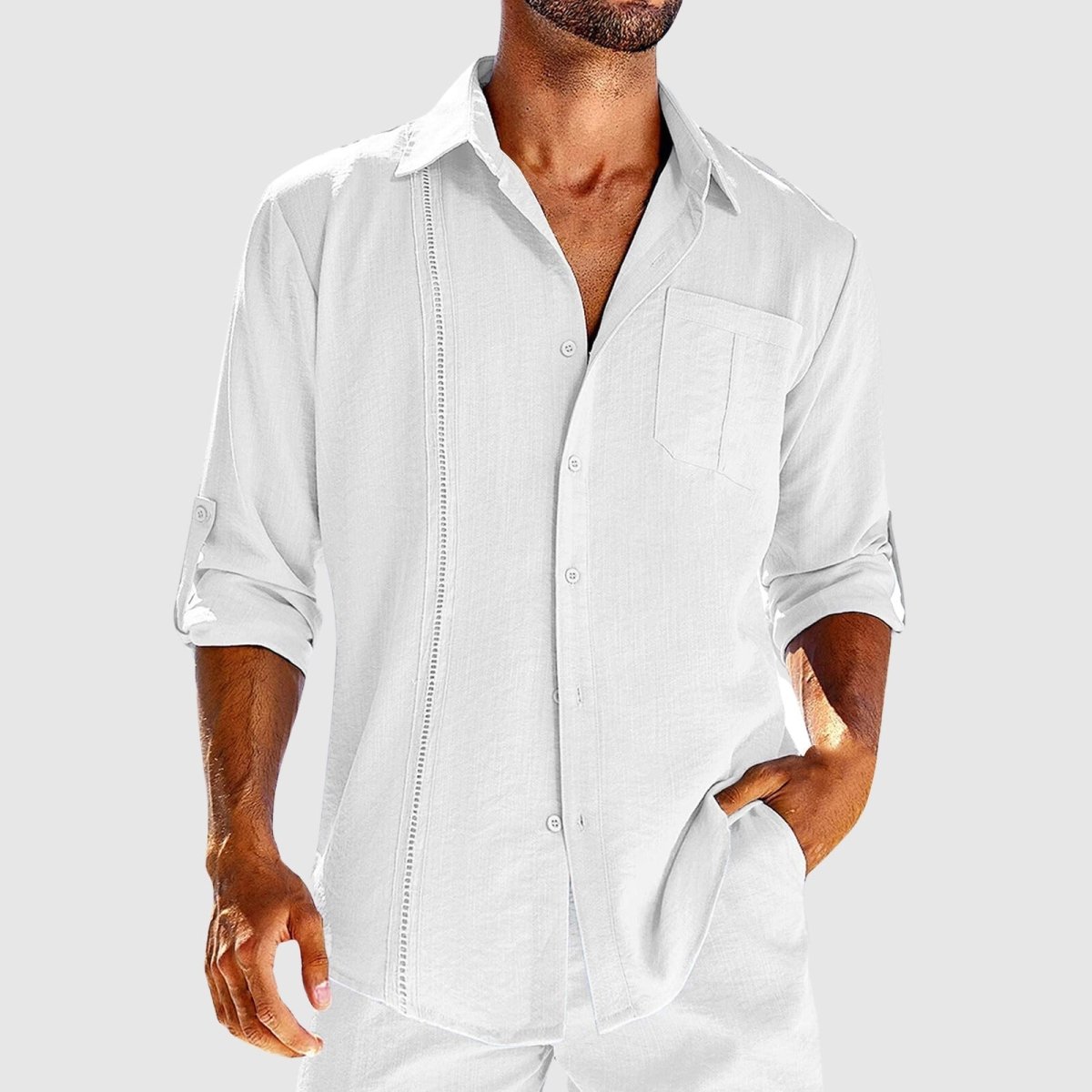 mens-linen-button-front-shirt-with-embroidered-panel-and-roll-tab-sleeves-3