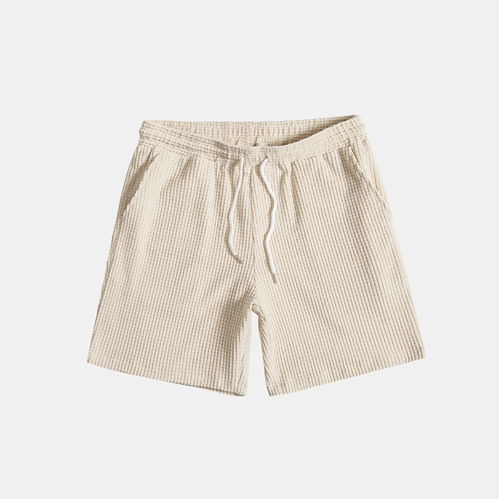 mens-waffle-knit-two-piece-set-with-button-shirt-and-drawstring-shorts-3