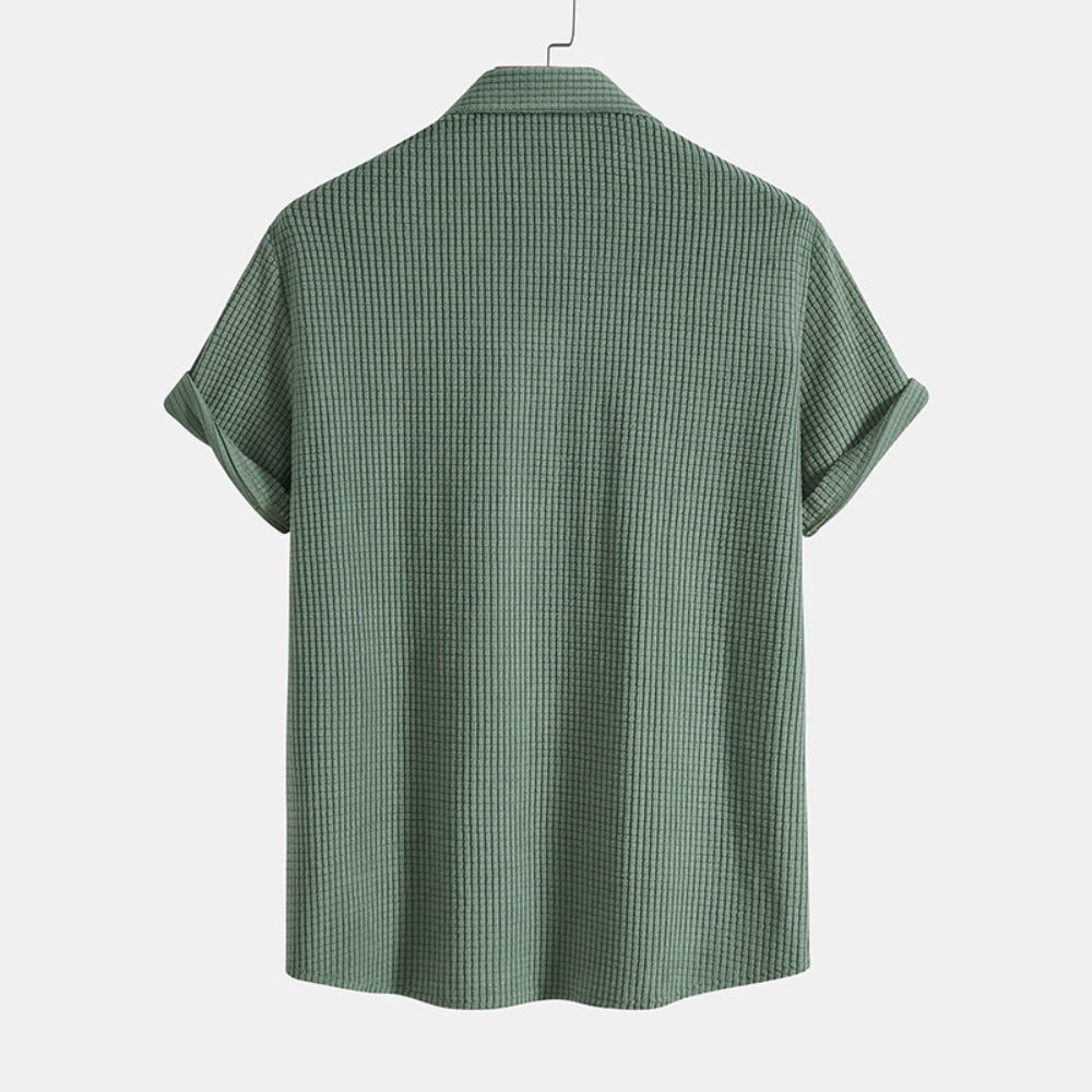 mens-waffle-knit-two-piece-set-with-button-shirt-and-drawstring-shorts-7