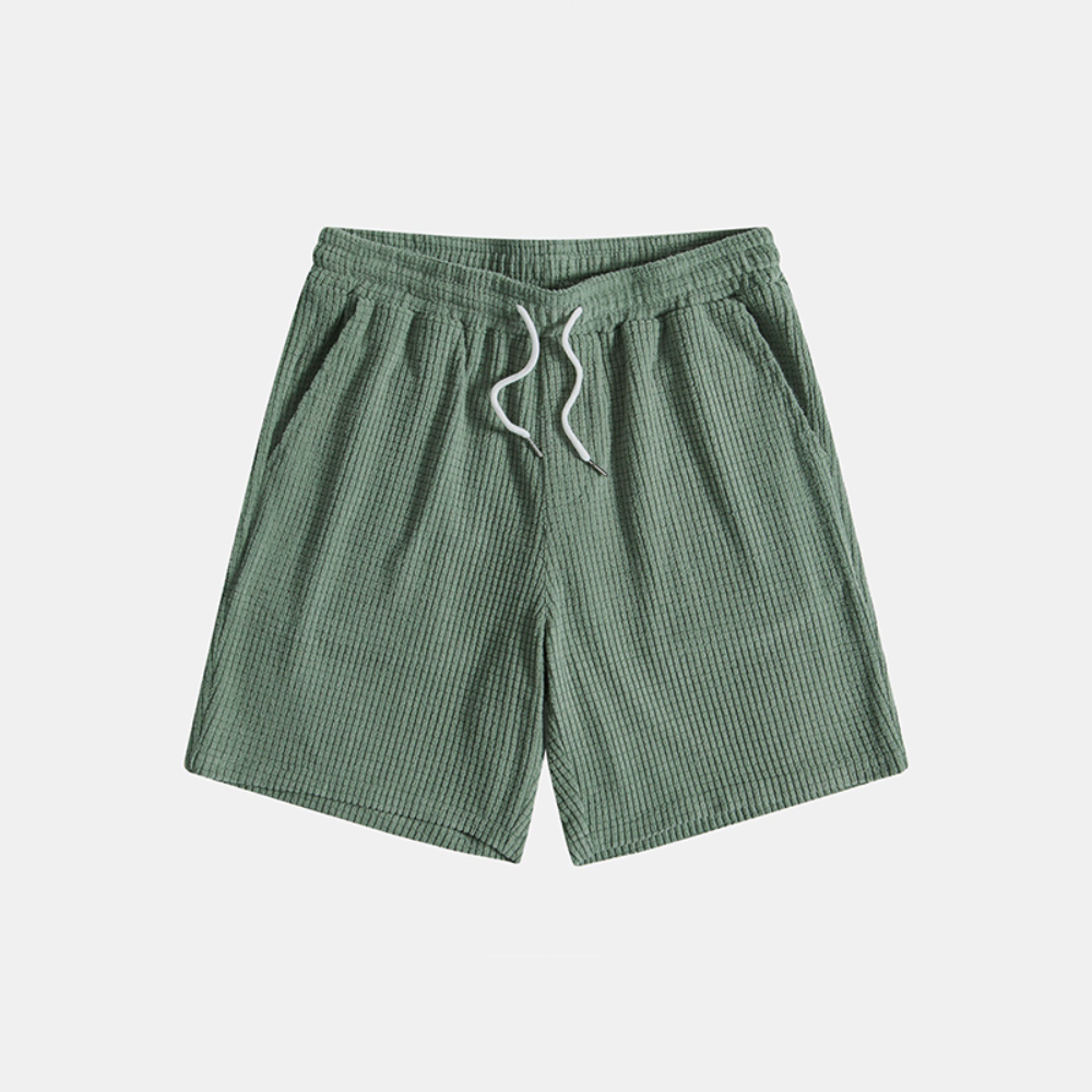 mens-waffle-knit-two-piece-set-with-button-shirt-and-drawstring-shorts-8