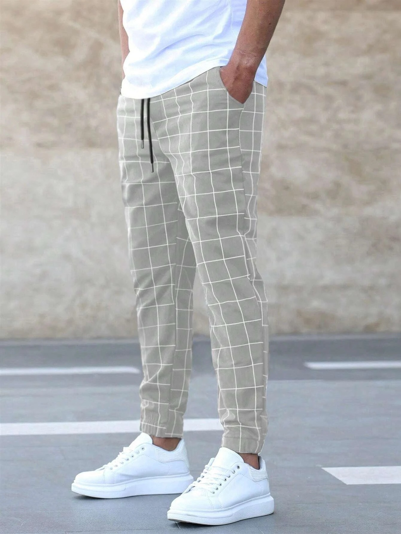 mens-woven-jogger-pants-with-drawstring-waist-and-grid-print-2