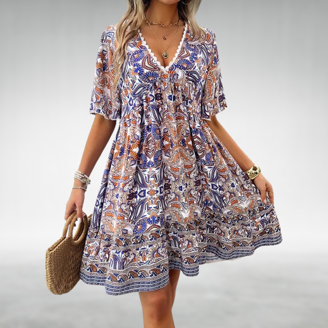 womens-boho-woven-mini-dress-with-paisley-print-and-button-placket-2