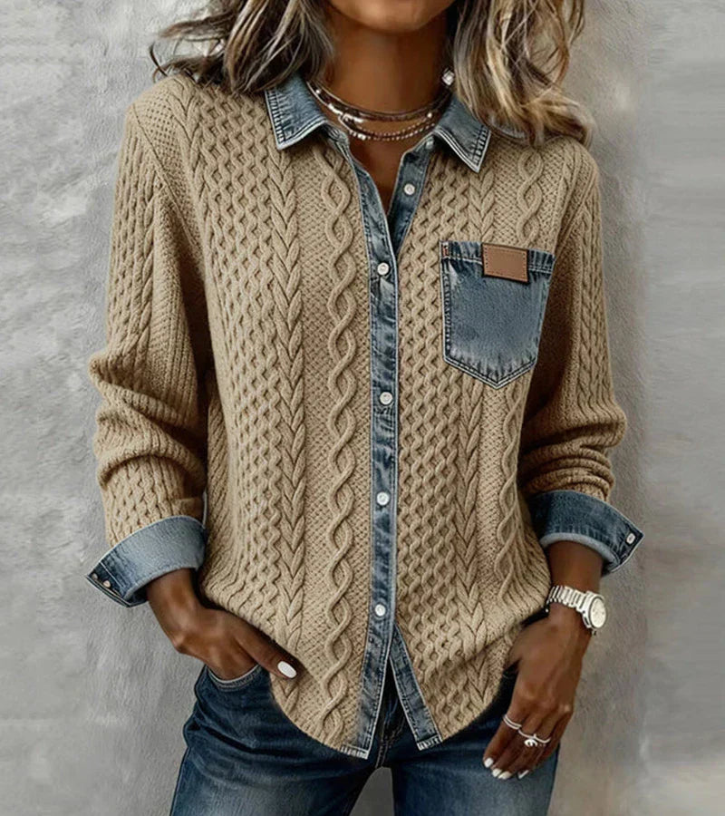 womens-casual-knit-blouse-with-button-front-and-chest-pocket-2