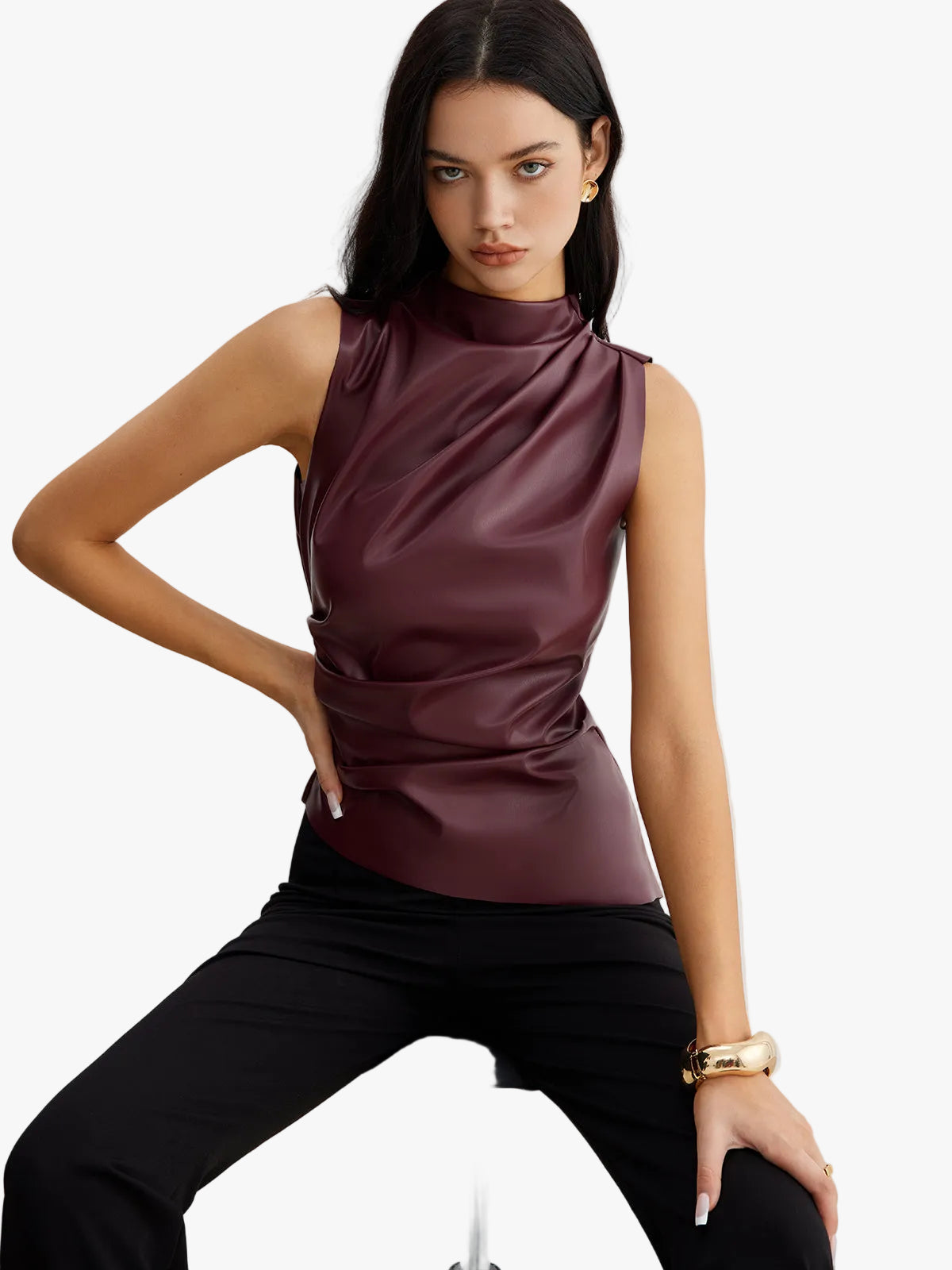 womens-coated-knit-top-with-high-neck-and-draped-front-1
