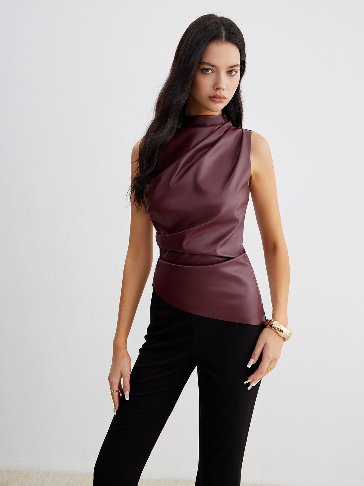 womens-coated-knit-top-with-high-neck-and-draped-front-4