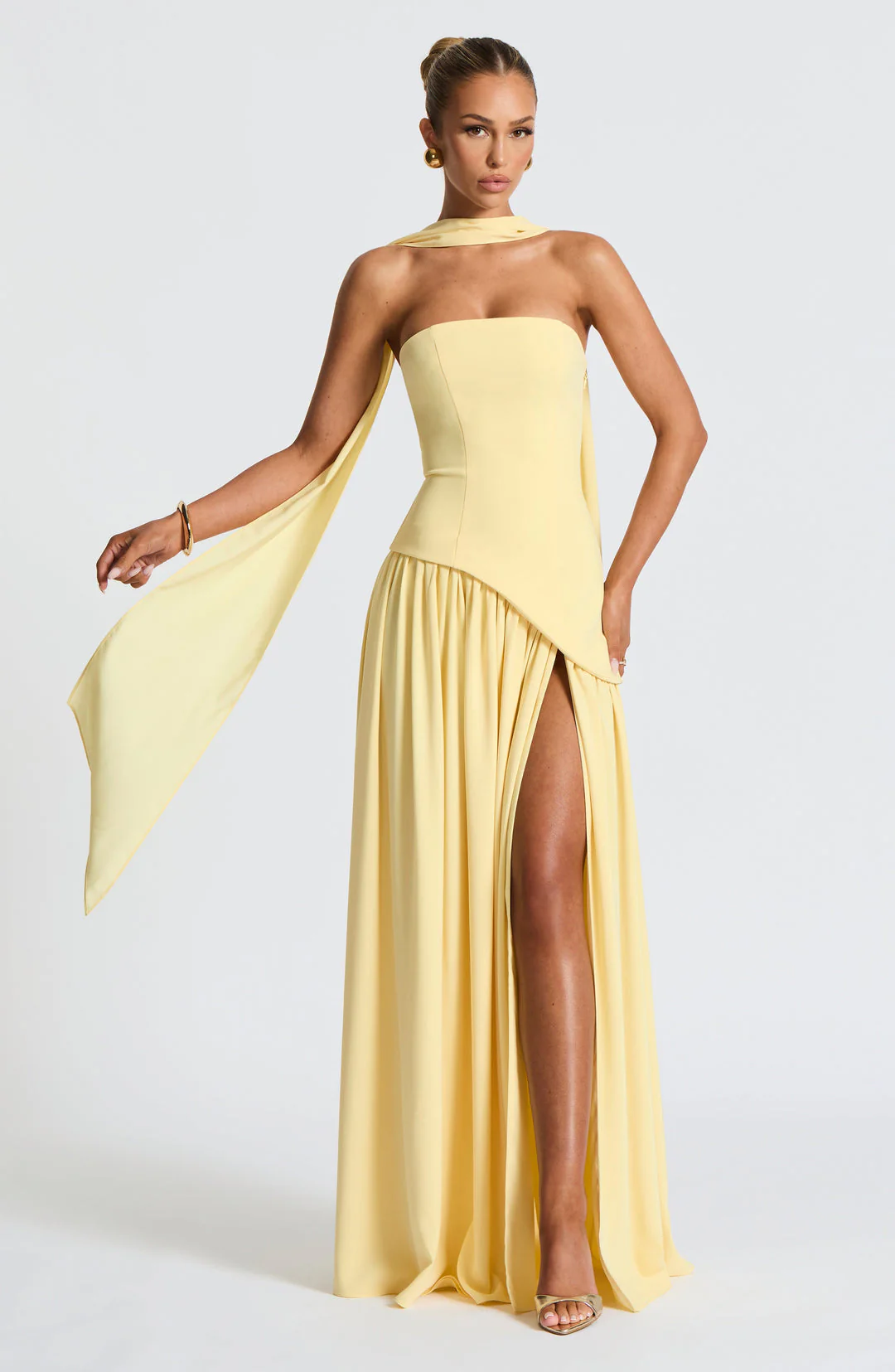 womens-evening-woven-maxi-dress-with-side-slit-and-scarf-2