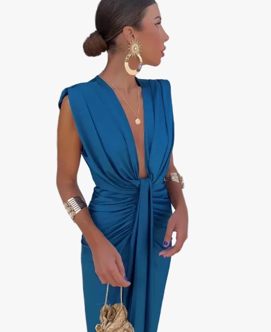 womens-knit-midi-dress-with-front-knot-and-v-neck-1