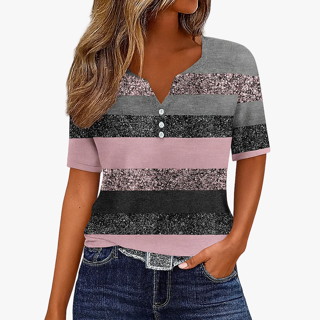 womens-knit-v-neck-t-shirt-with-button-placket-and-stripes-1
