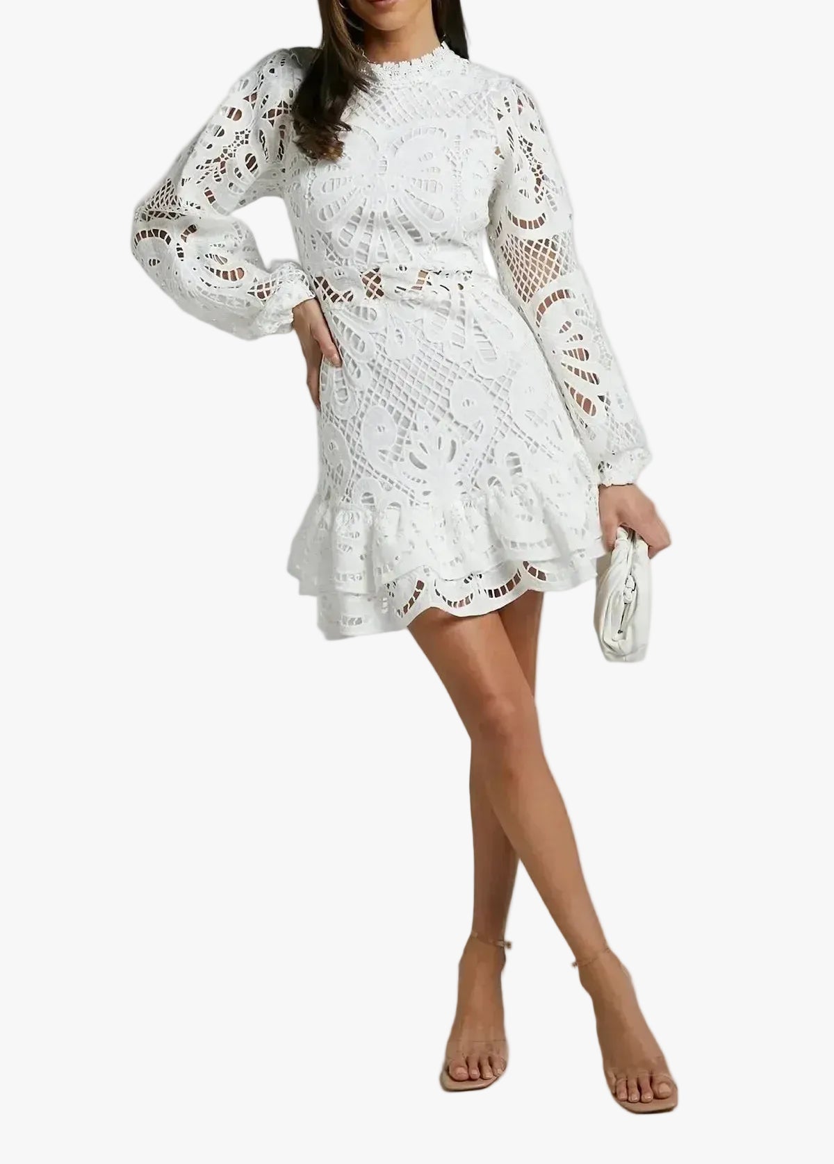 womens-lace-mini-dress-with-high-neck-and-ruffle-hem-1