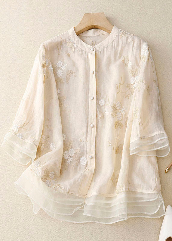 womens-semi-sheer-woven-blouse-with-embroidery-and-band-collar-2