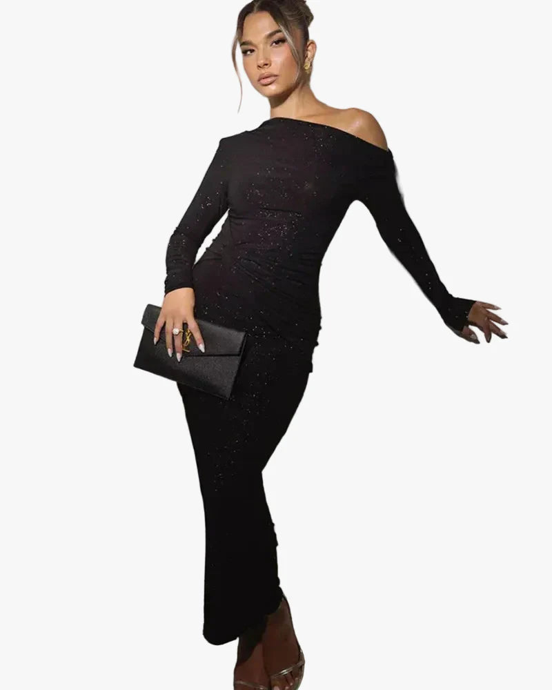 womens-shimmer-knit-maxi-dress-with-one-shoulder-neckline-and-draped-waist-1