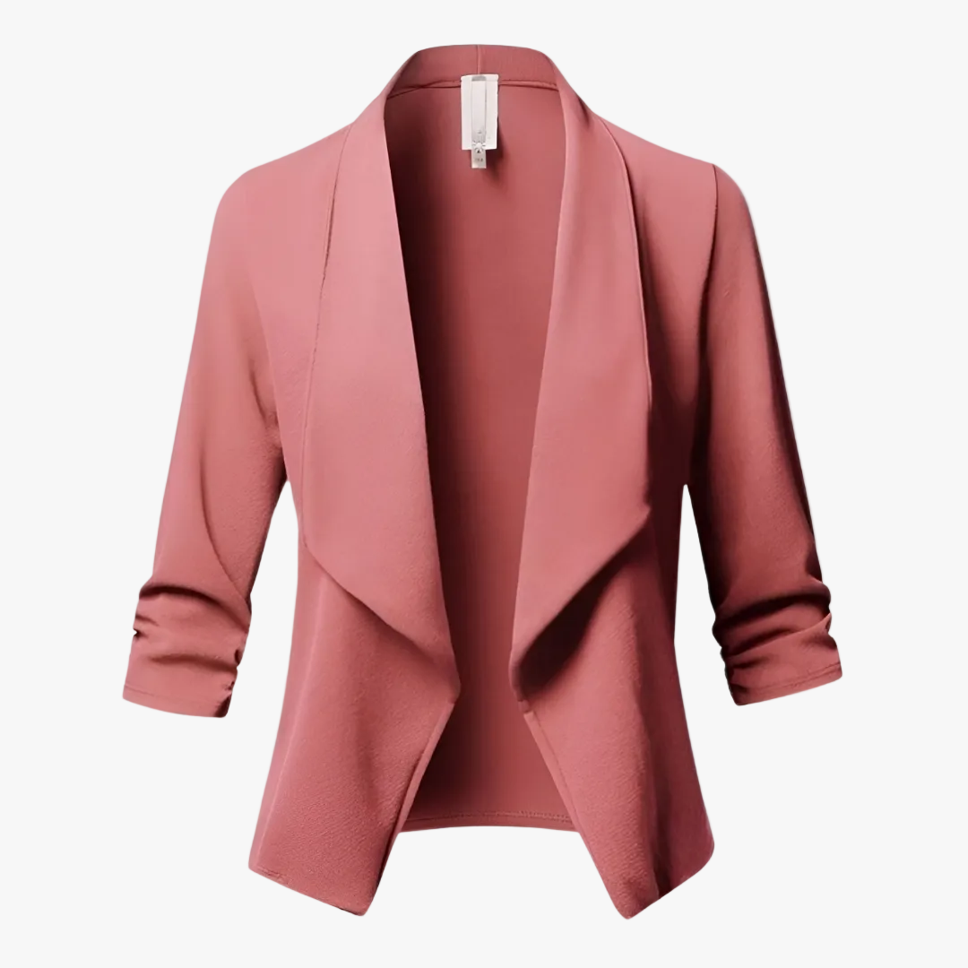 womens-woven-blazer-with-open-front-and-ruched-sleeves-1