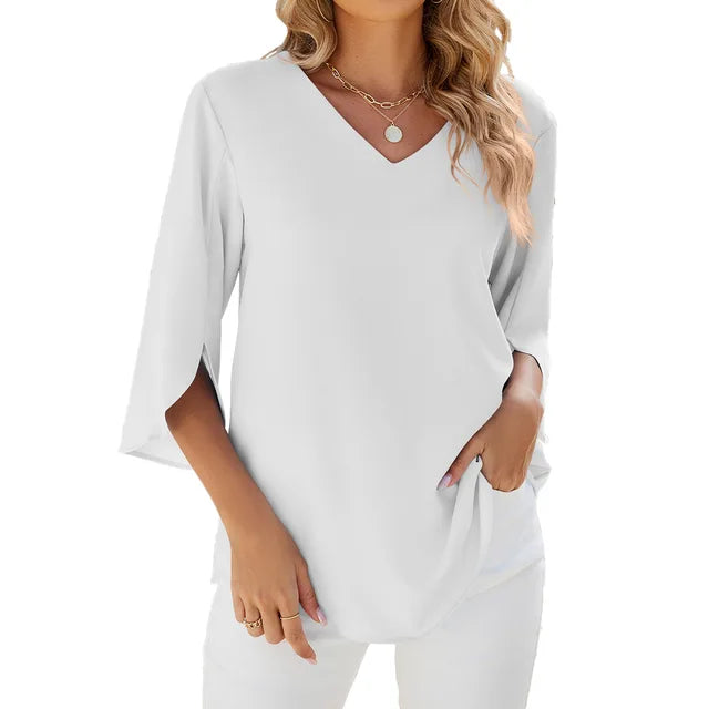 womens-woven-blouse-with-v-neck-and-split-sleeves-5