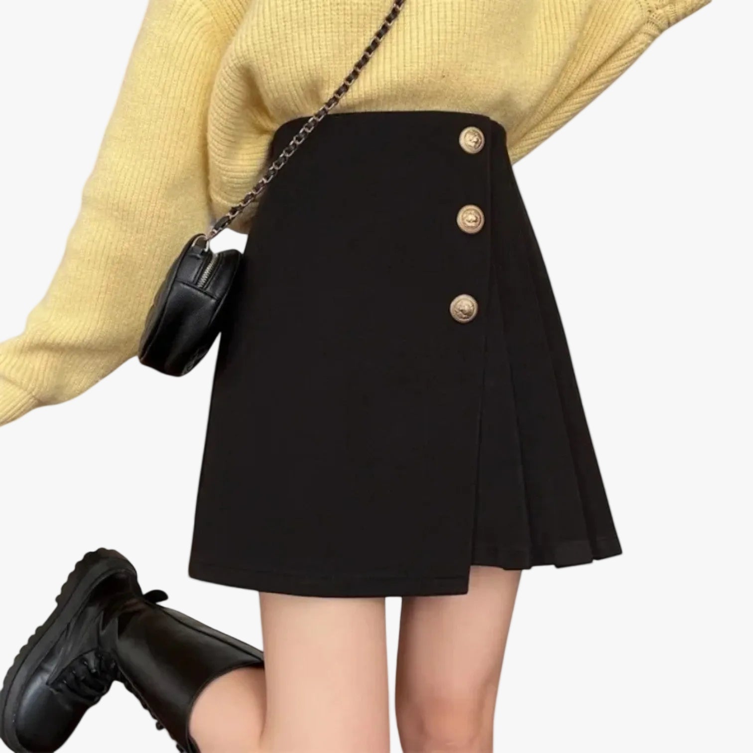 womens-woven-mini-skirt-with-side-buttons-and-pleated-panel-1