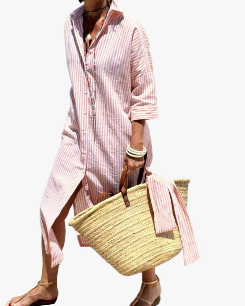 womens-woven-shirt-dress-with-button-front-and-side-slits-1