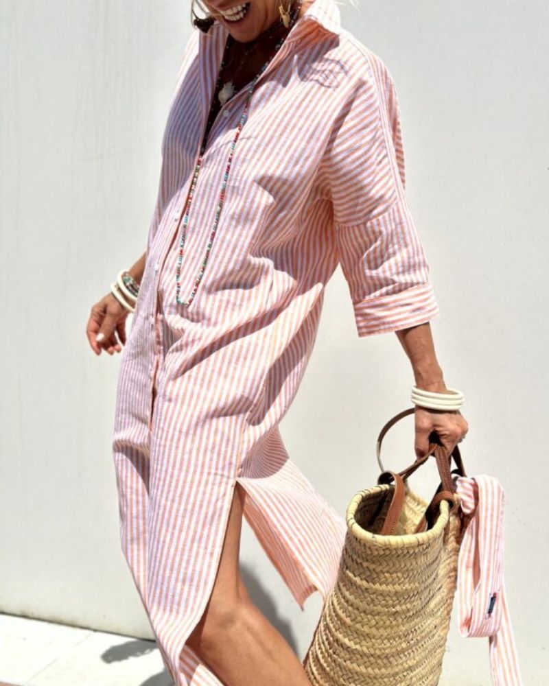 womens-woven-shirt-dress-with-button-front-and-side-slits-2