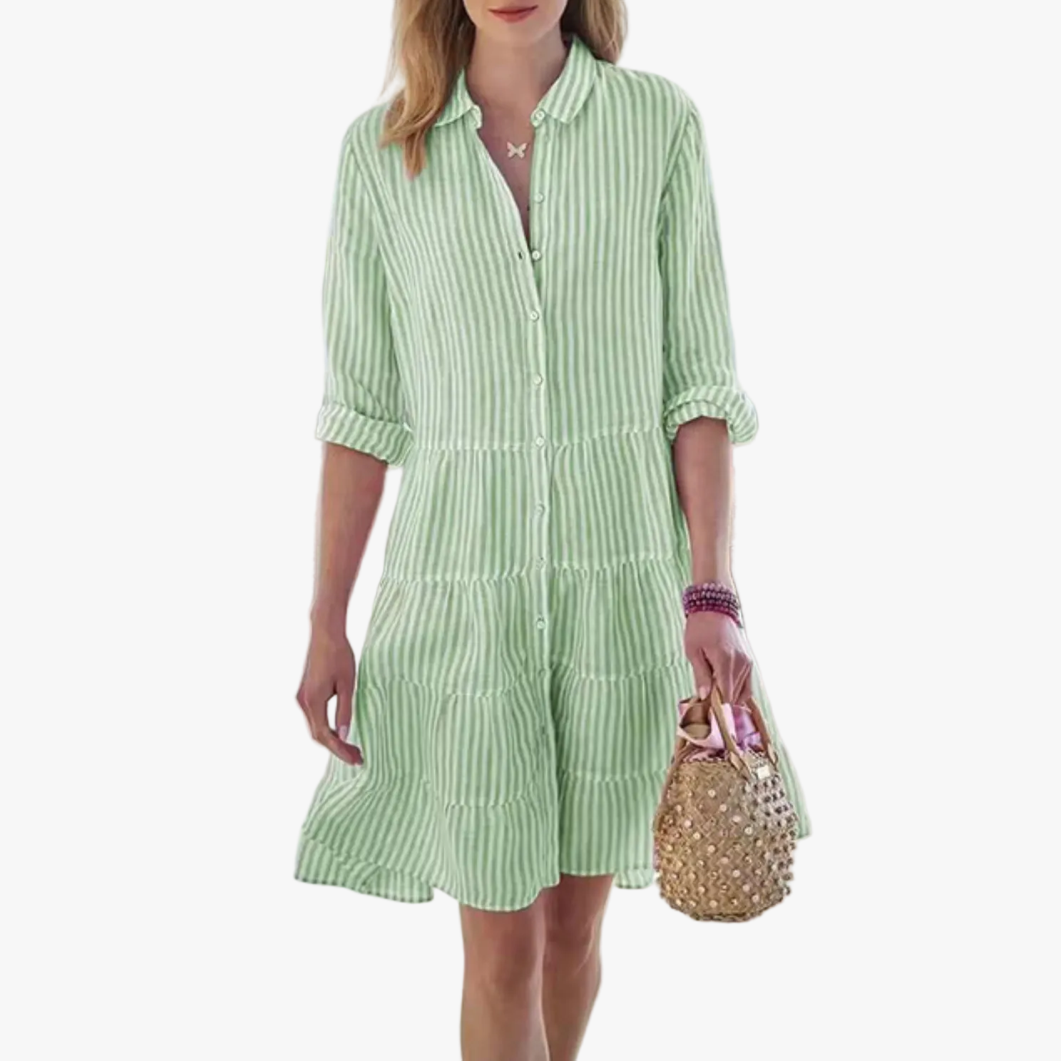 womens-woven-shirt-dress-with-button-placket-and-tiered-skirt-1