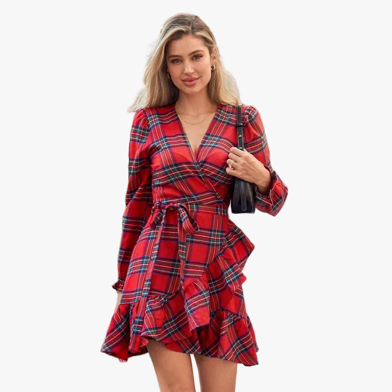 womens-wrap-mini-dress-in-woven-material-with-tie-waist-and-ruffle-hem-1